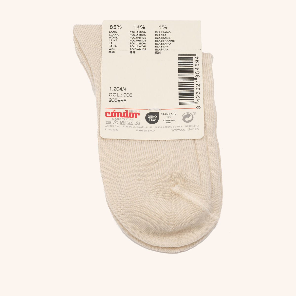 bisgaard x Cóndor merino wool rib short socks hueso