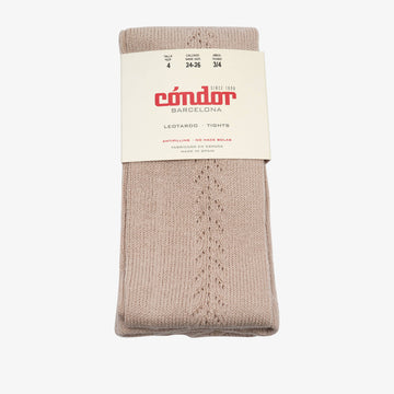 bisgaard x Cóndor cotton tights with side openwork piedra